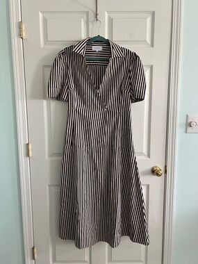 Livro Black and White Striped Midi Dress XL